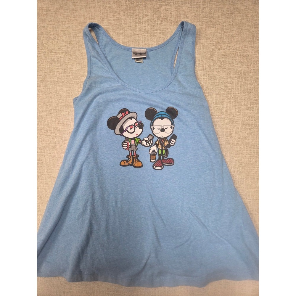 WonderGround Gallery Disney Hipster Mickey Minnie Mouse Tank Top Blue Small